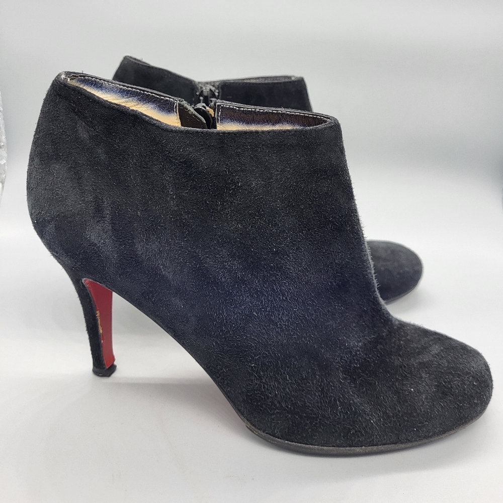 Christian Louboutin Belle 85 Black Veau Velours  Booties